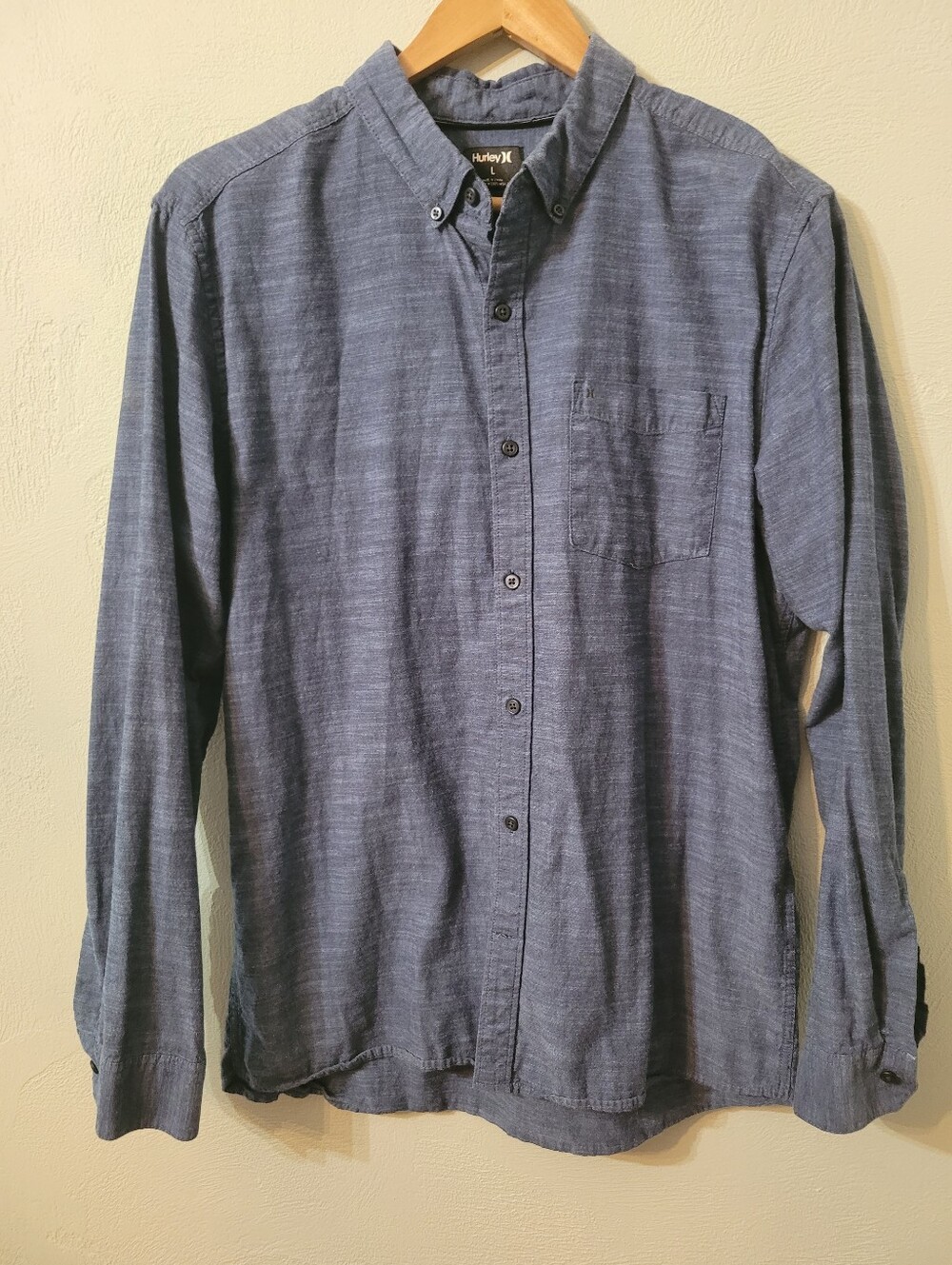 Hurley 100% Cotton Men Casual Long Sleeve Shirt Size Large!